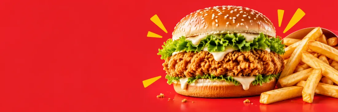 Crispy zinger burger and golden fries